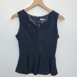 Neiman Marcus | Black Genuine Leather Peplum Tank